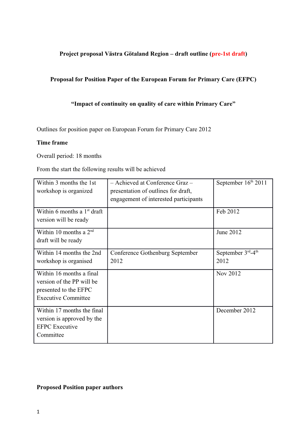 Project Proposalvästragötaland Region Draftoutline (Pre-1St Draft)