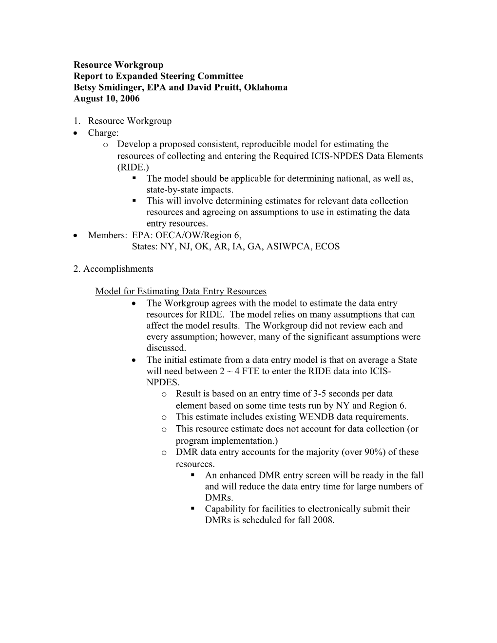 Icis-Npdes Resources Workgroup