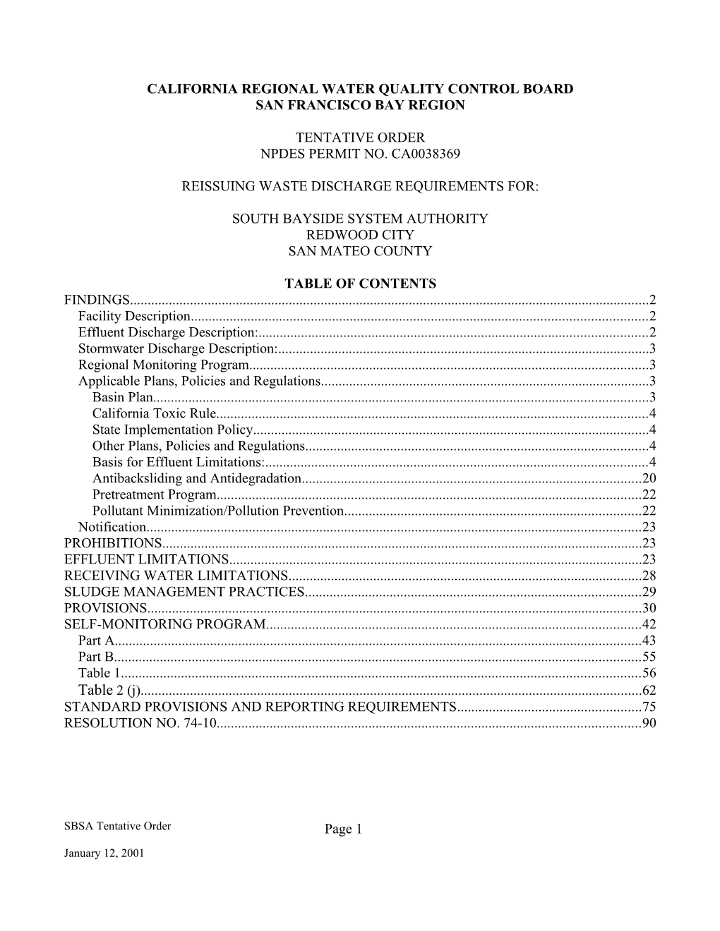 California Regional Water Quality Control Board s1