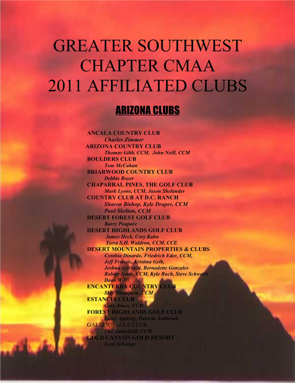 Greater Southwest Chapter Cmaa