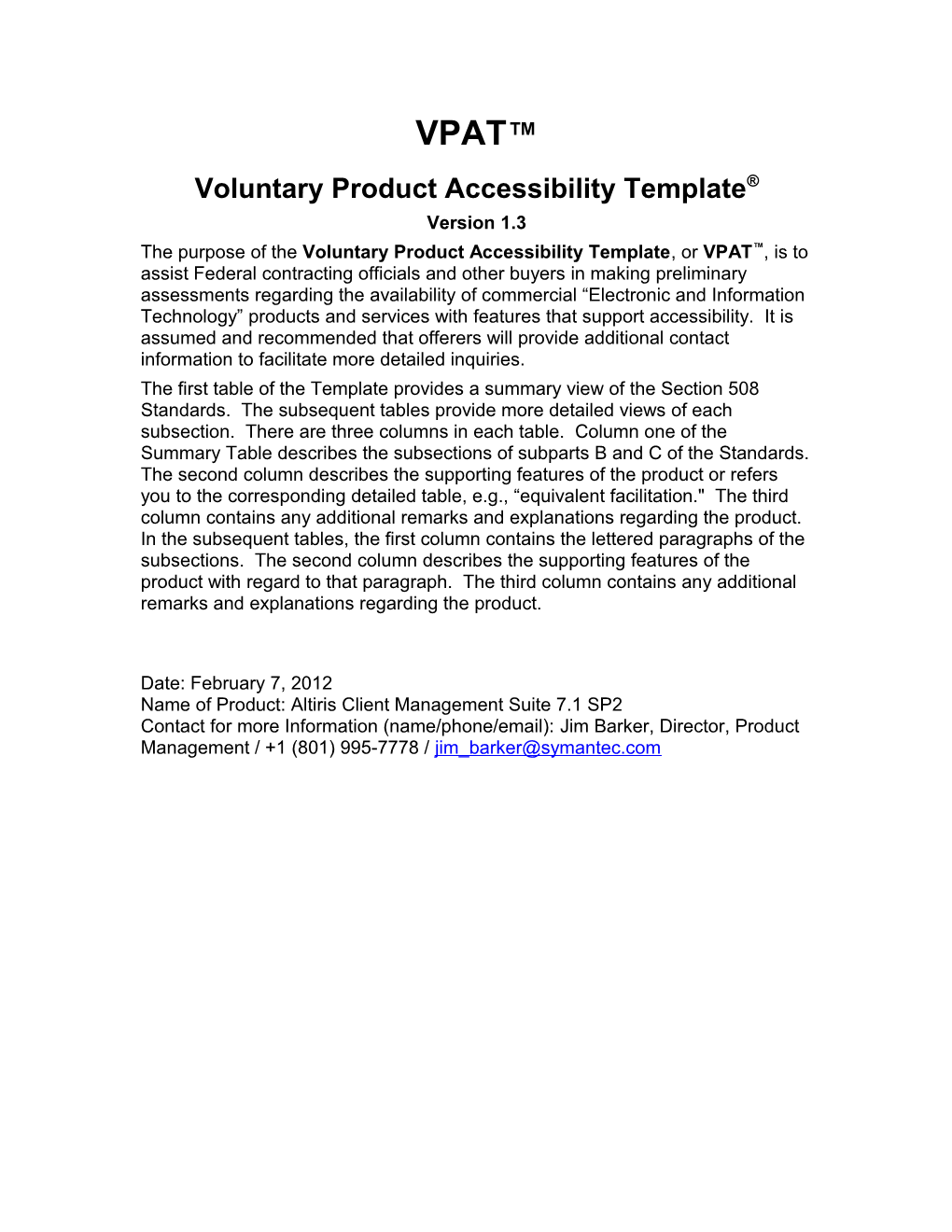 ITI: Voluntary Product Accessibility Template