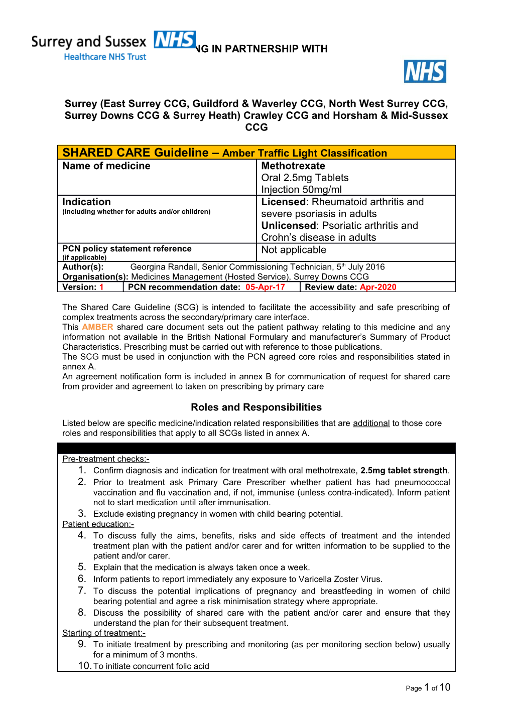 The Shared Care Guideline (SCG) Is Intended to Facilitate the Accessibility and Safe Prescribing s1