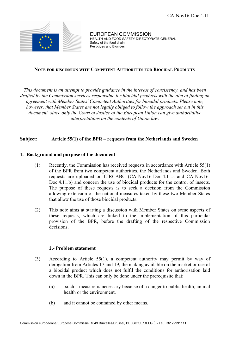 Note for Discussion with Competent Authorities for Biocidal Products