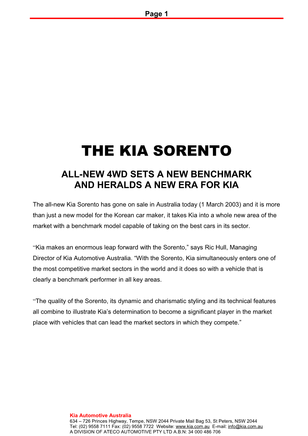 The Kia Rio a New Bench Mark in The