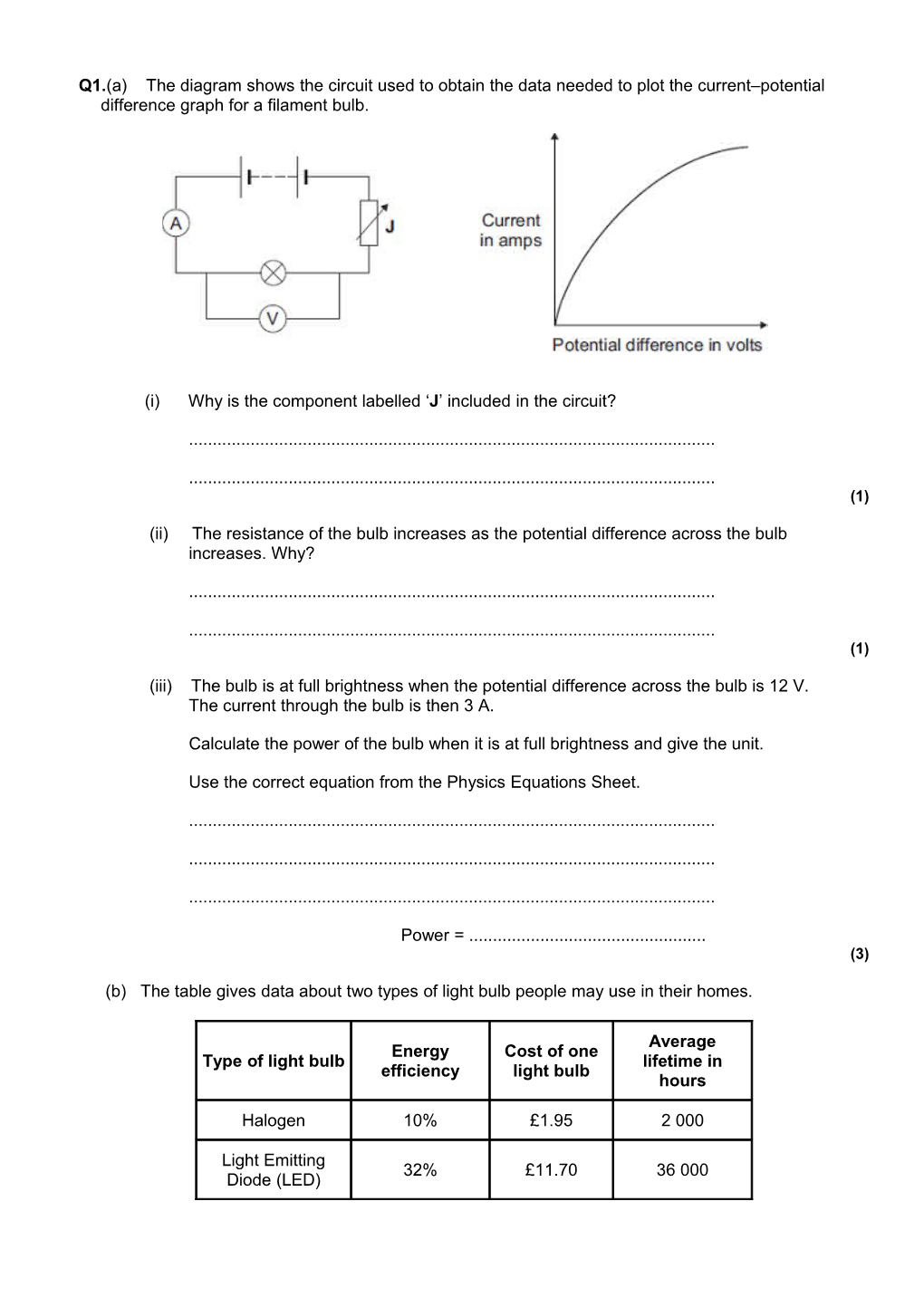 (I)Why Is the Componentlabelled J Included in the Circuit?