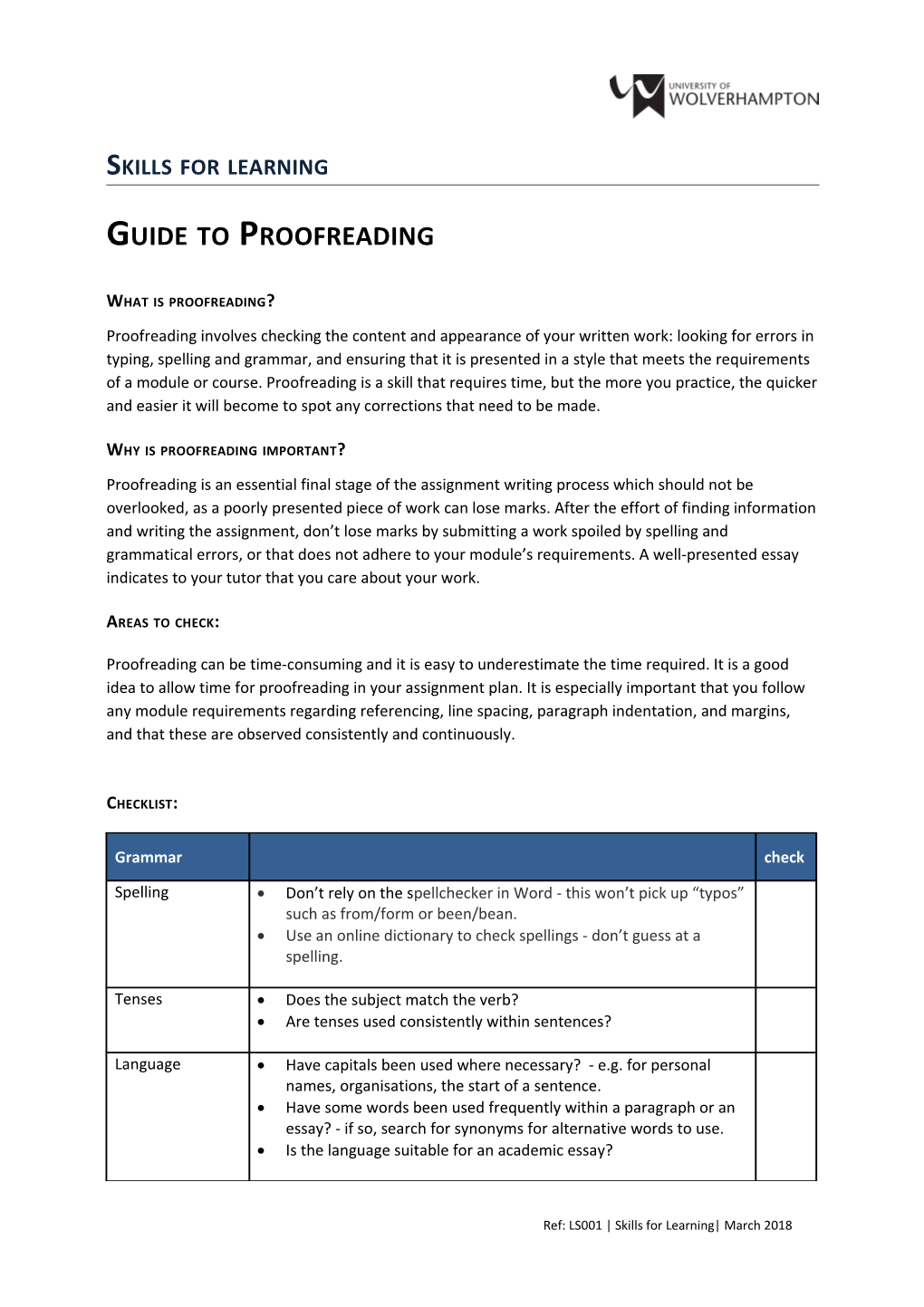 Skills for Learning