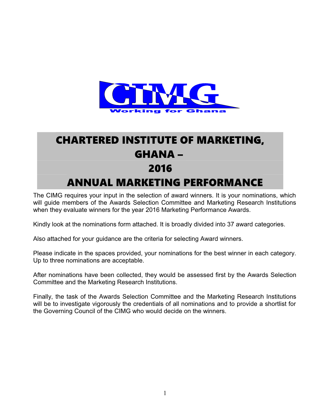 Chartered Institute of Marketing Ghan 2001