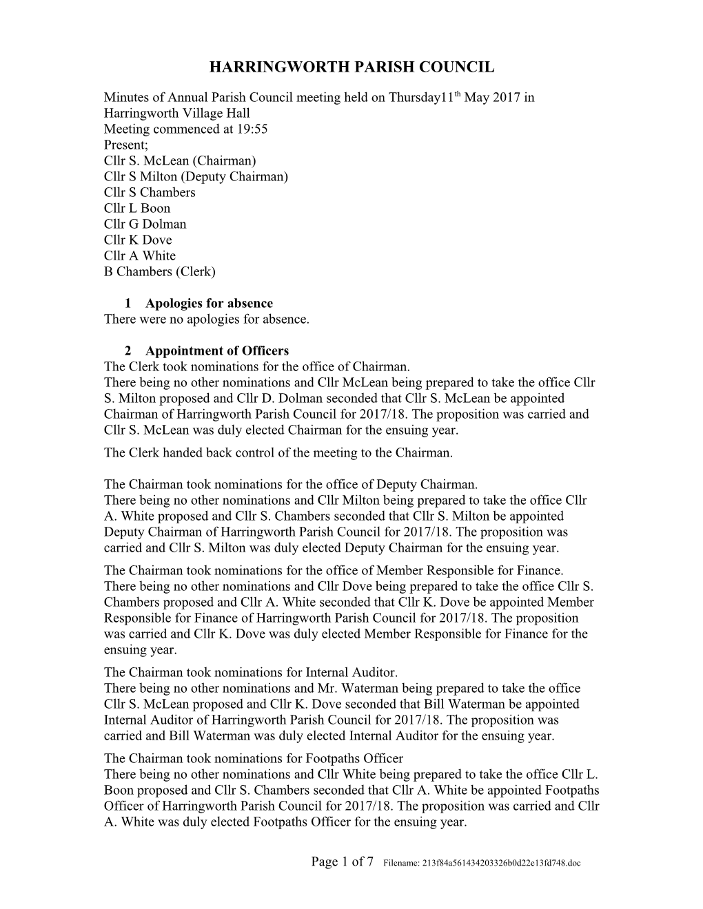 Harringworth Parish Council