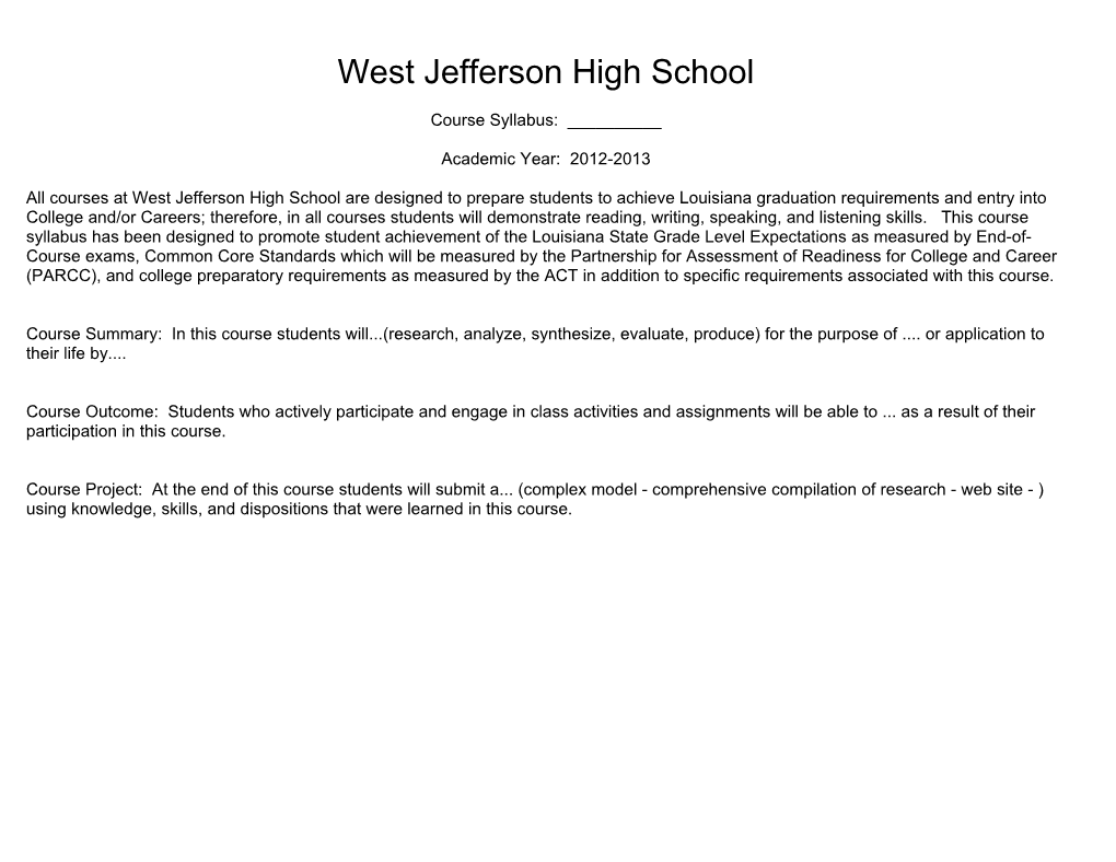 West Jefferson High School