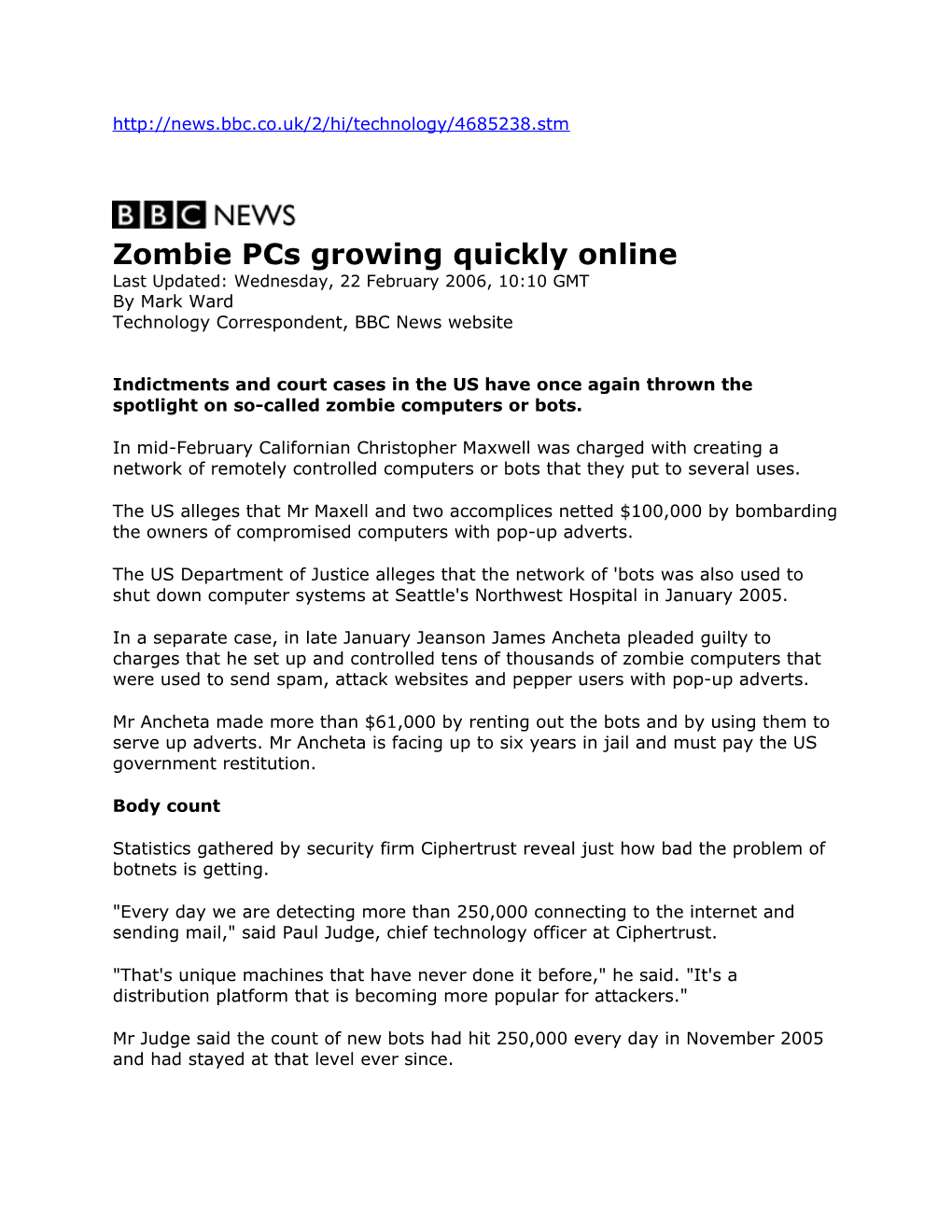 Zombie Pcs Growing Quickly Online - BBC News