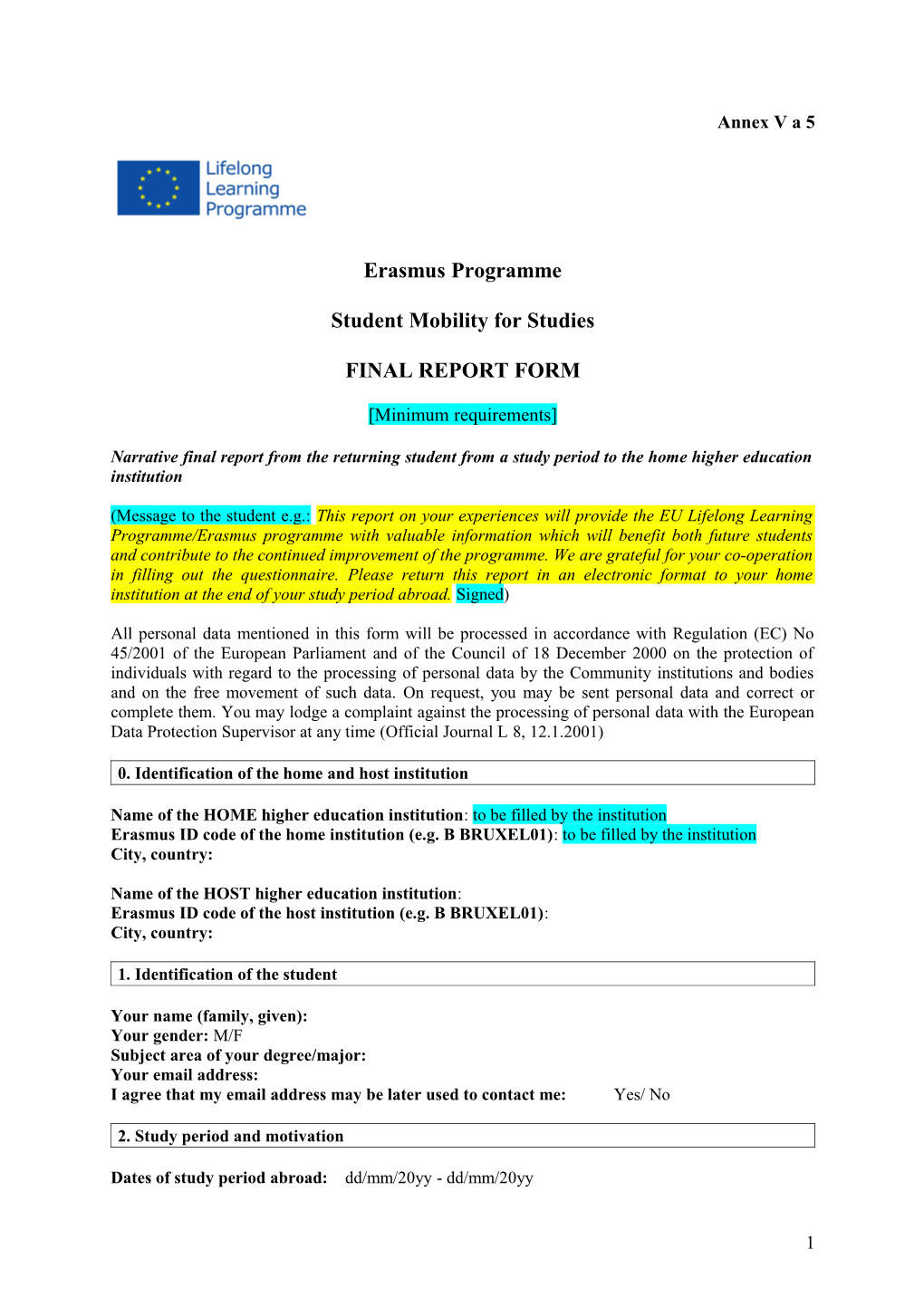 Narrative Final Report from the Returning Student to the Sending Higher Education Institution