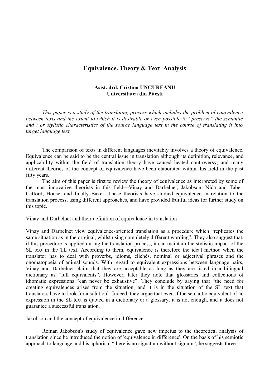 Equivalence. Theory & Text Analysis