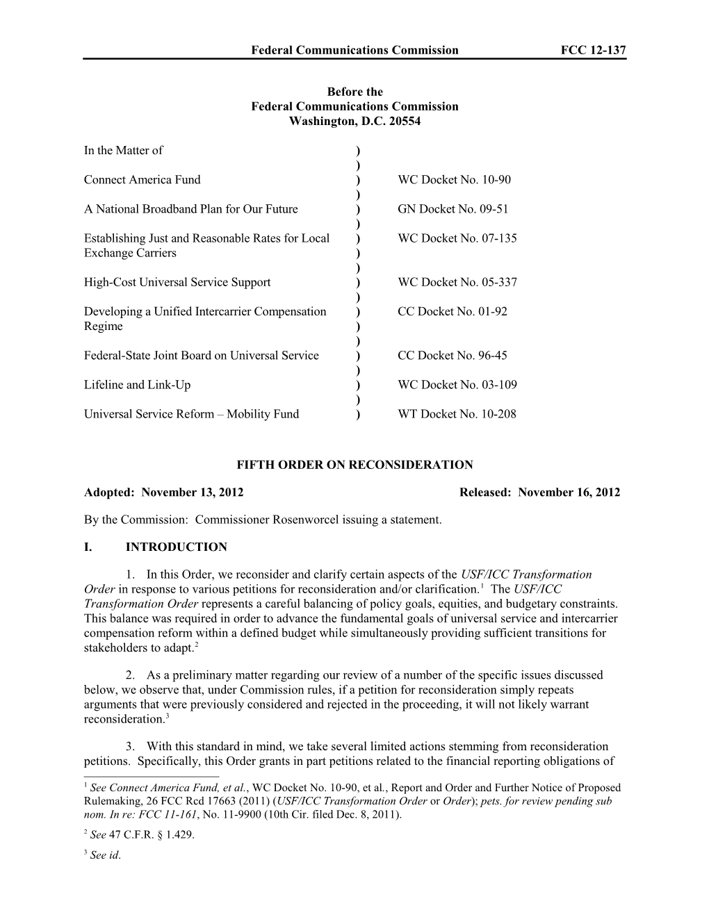 Federal Communications Commission FCC 12-137