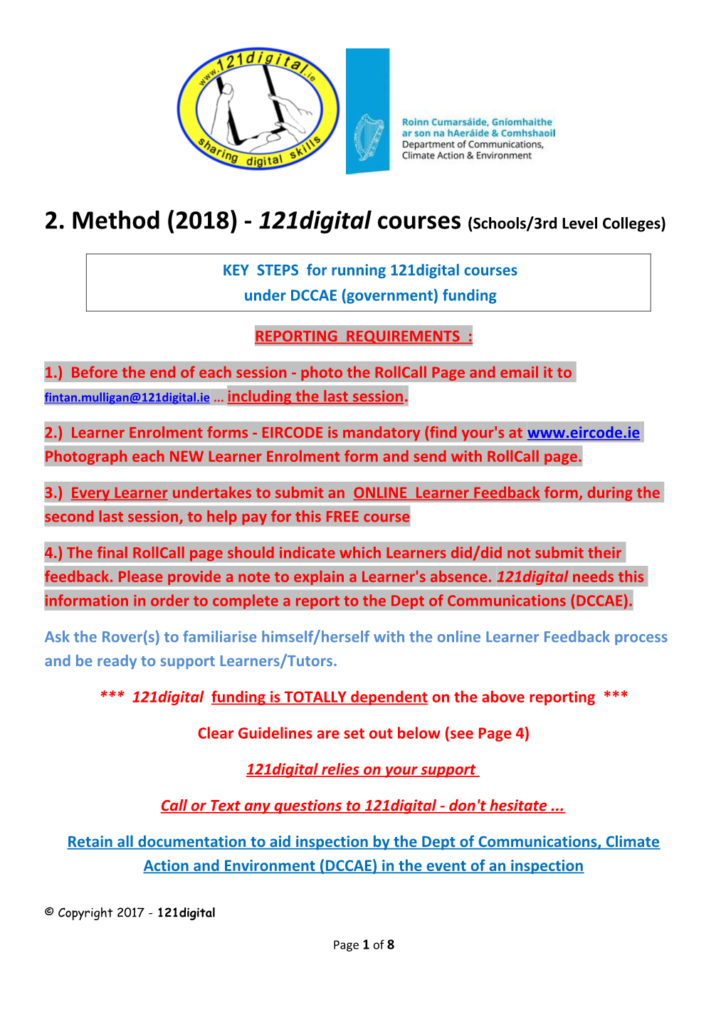 2. Method (2018) - 121Digitalcourses(Schools/3Rd Level Colleges)