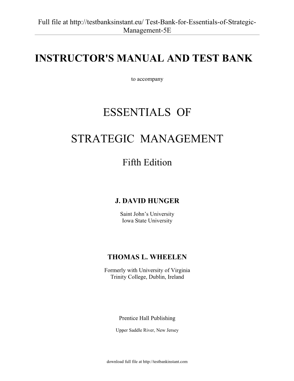 Instructor's Manual and Test Bank