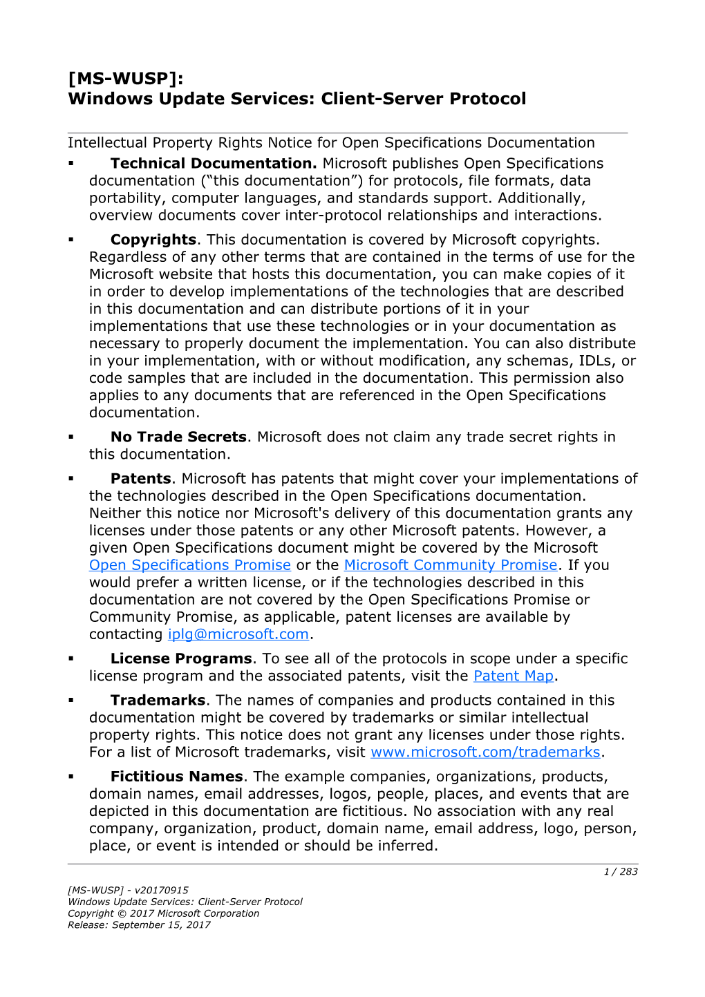 Windows Update Services: Client-Server Protocol