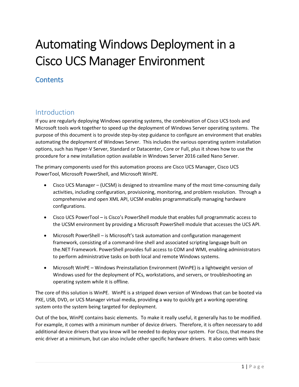 Automating Windows Deployment in a Cisco UCS Manager Environment