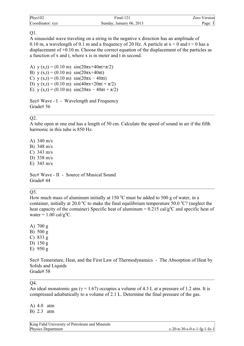 A Sinusoidal Wave Traveling on a String in the Negative X Direction Has an Amplitude Of