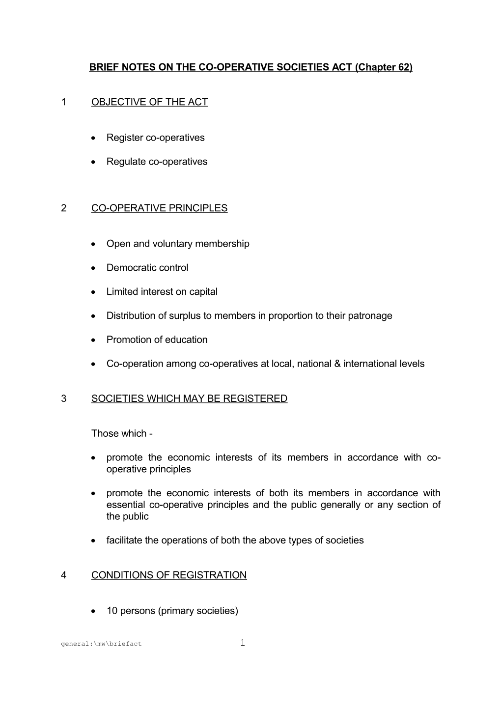 CO-OPERATIVE SOCIETIES ACT (Chapter 62)