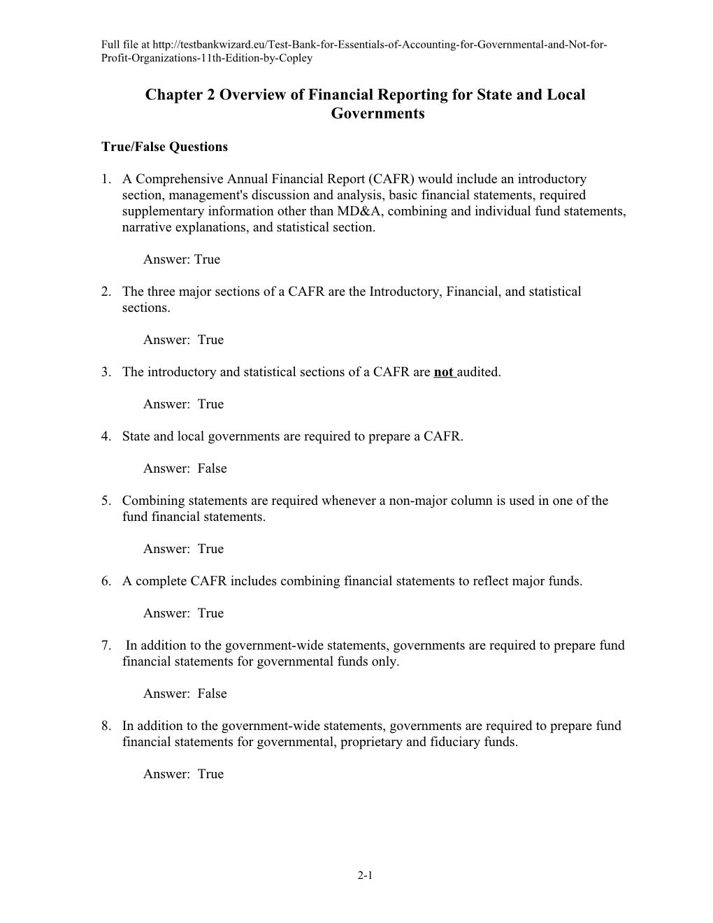 Chapter 2 Overview of Financial Reporting for State And