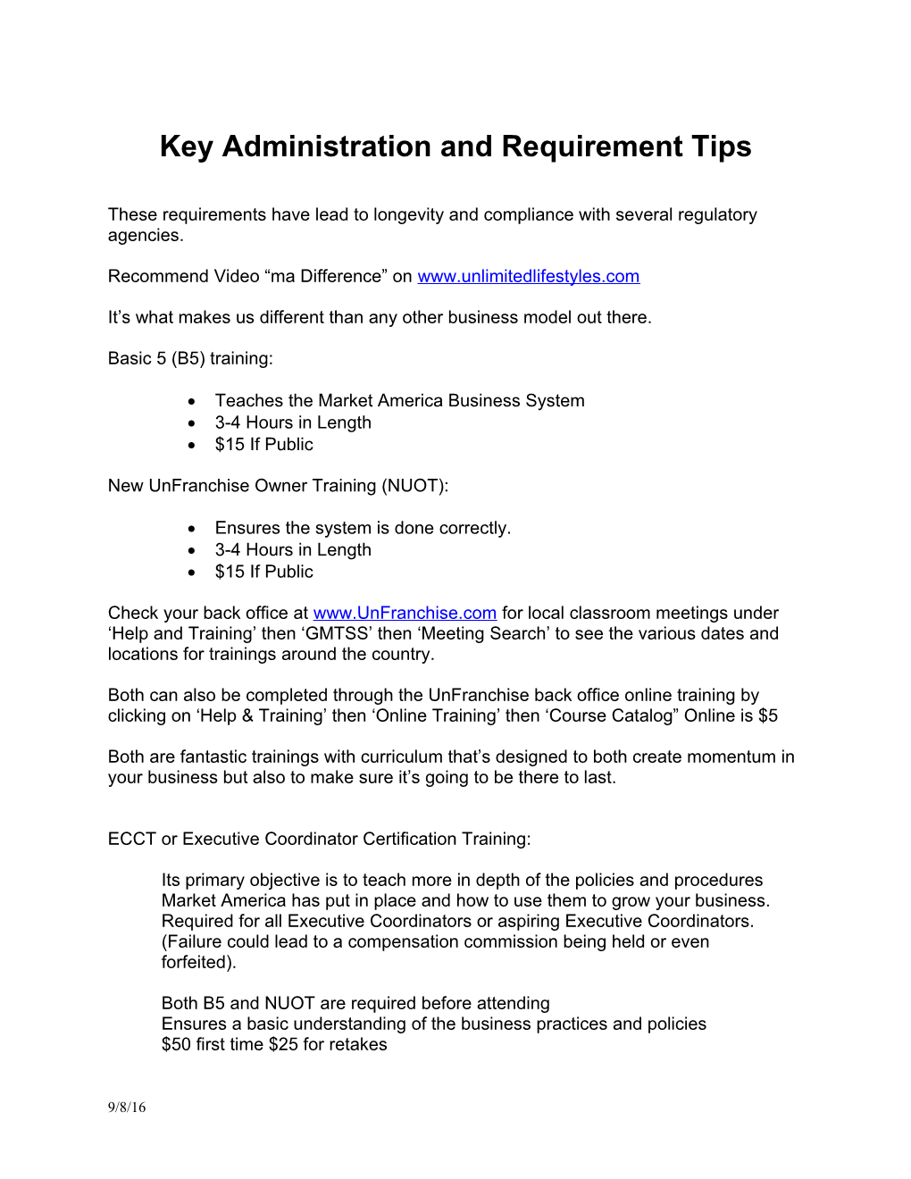 Key Administration and Requirement Tips