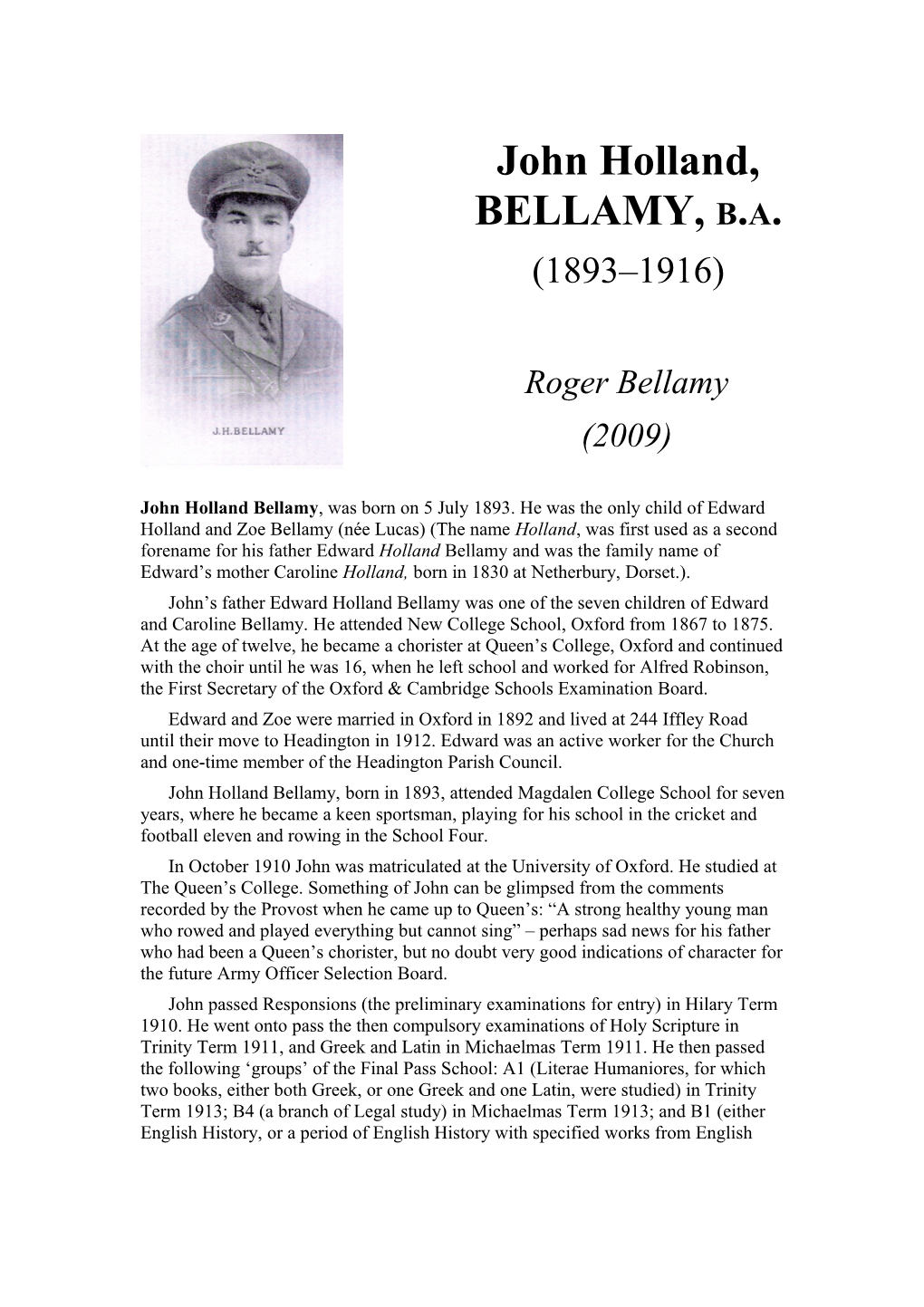 John Holland BELLAMY B