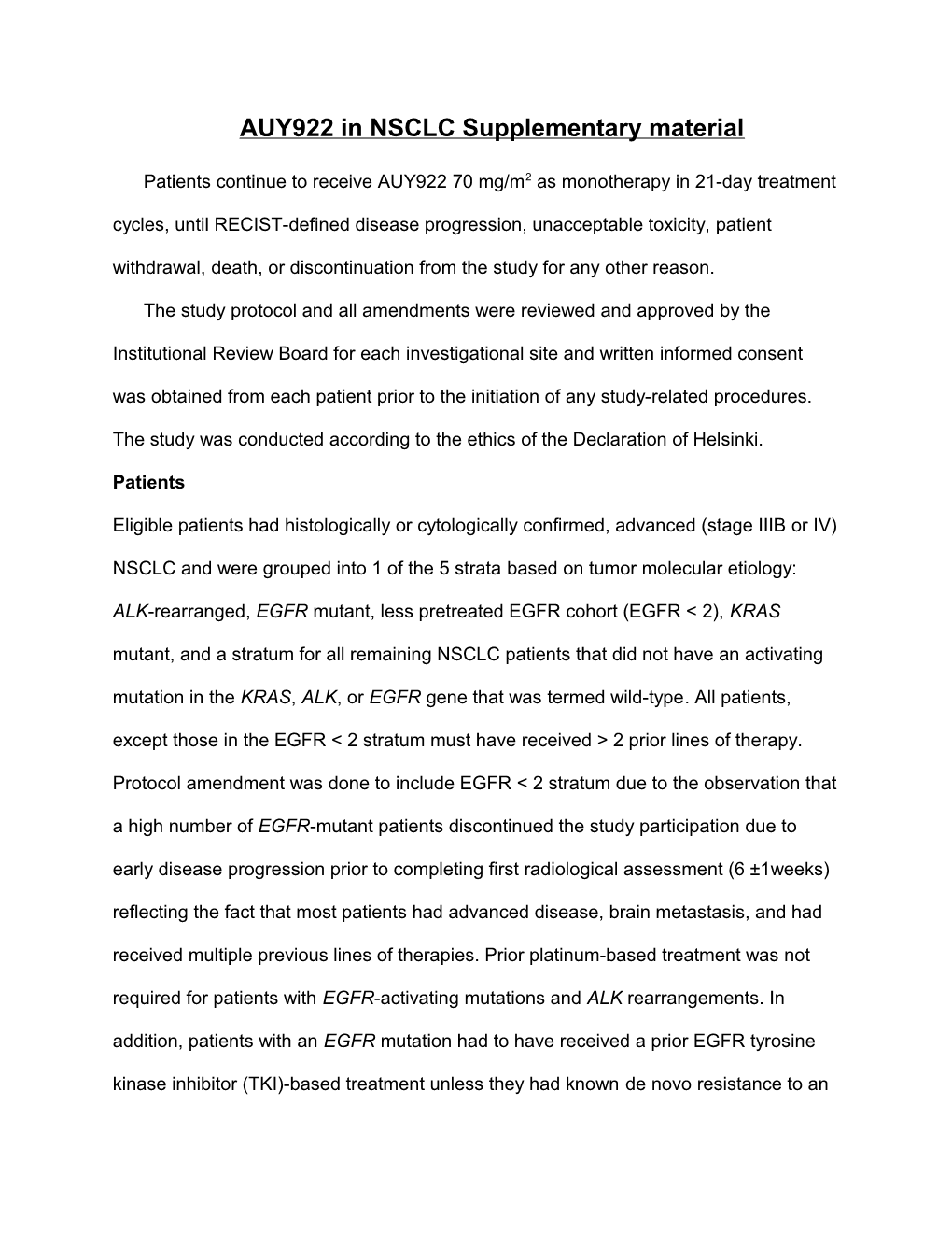 AUY922 in NSCLC Supplementary Material