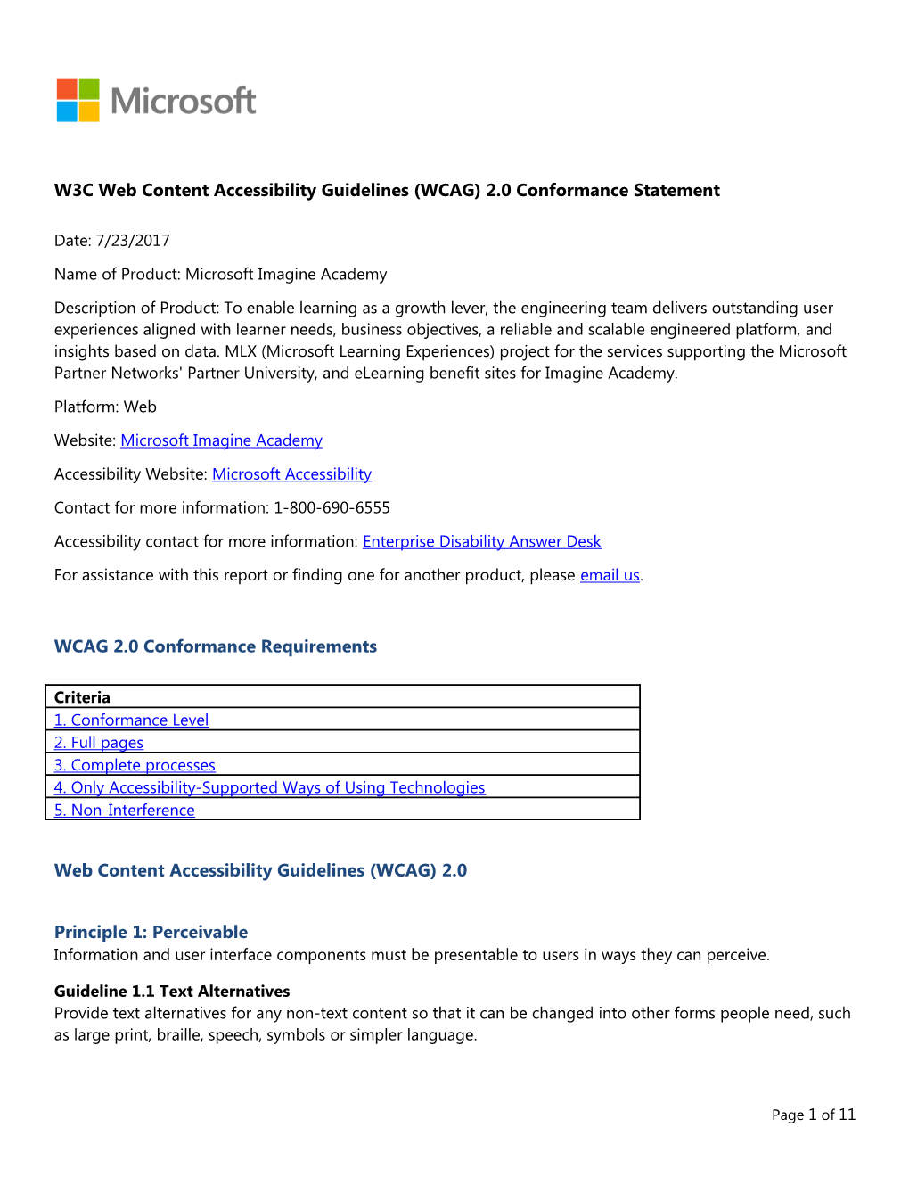 W3C Web Content Accessibility Guidelines (WCAG) 2.0 Conformance Statement s4