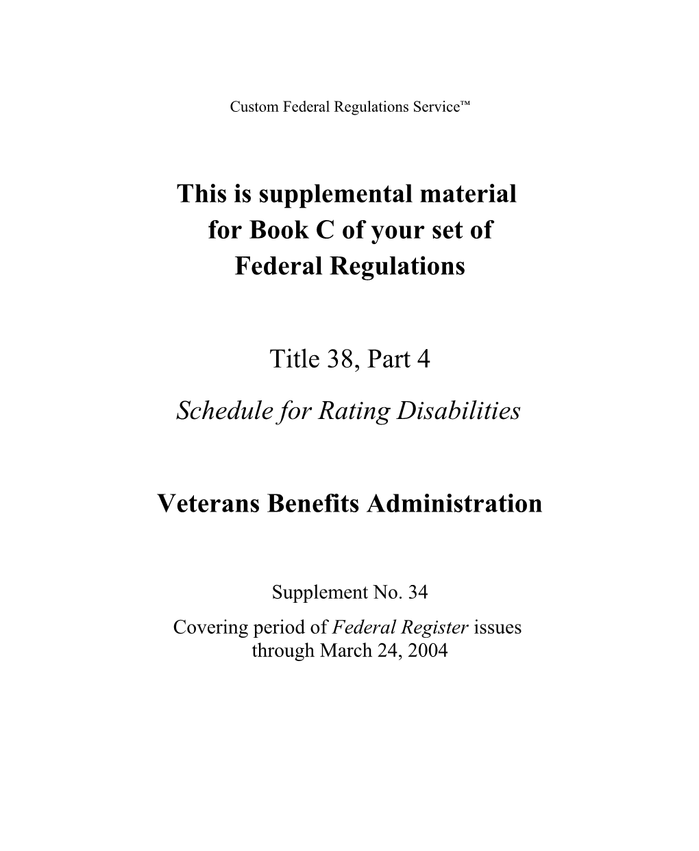 Custom Federal Regulations Service