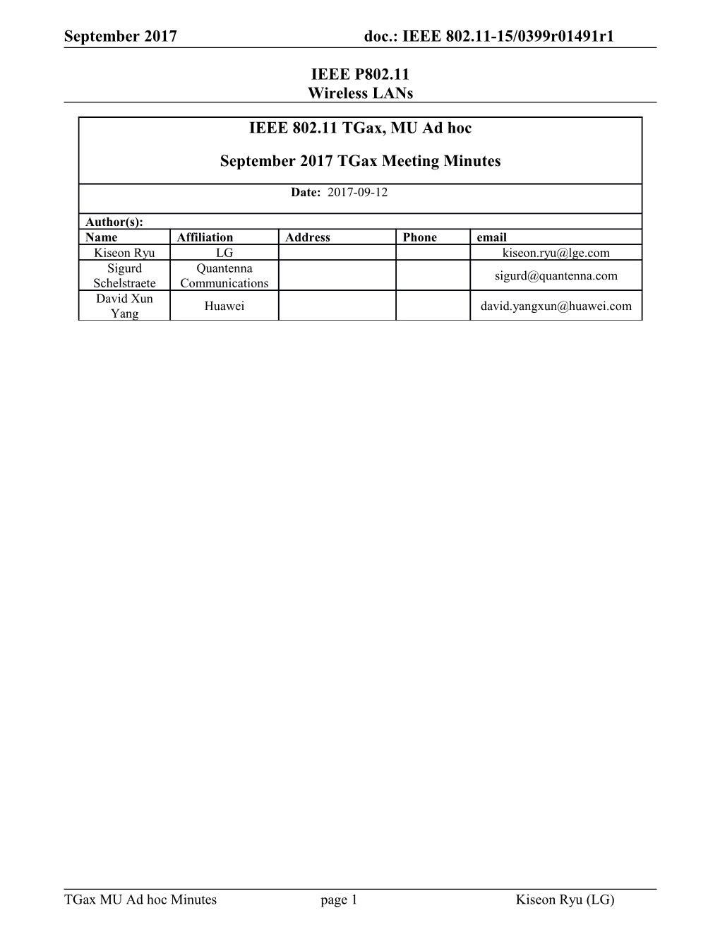 IEEE 802.11 Task Group Ax, MU Ad Hoc