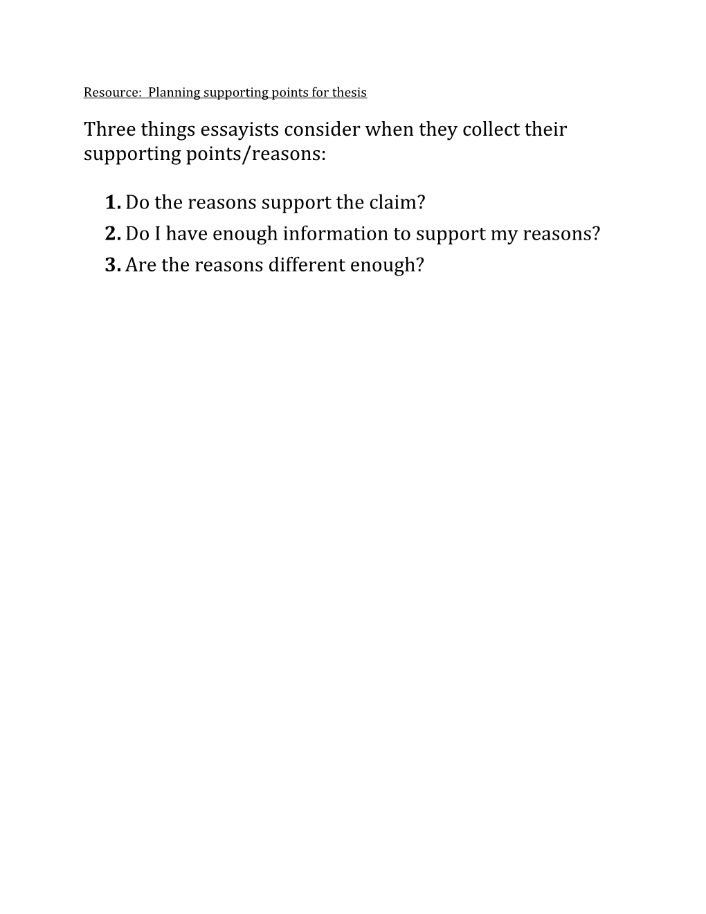Resource: Planning Supporting Points for Thesis