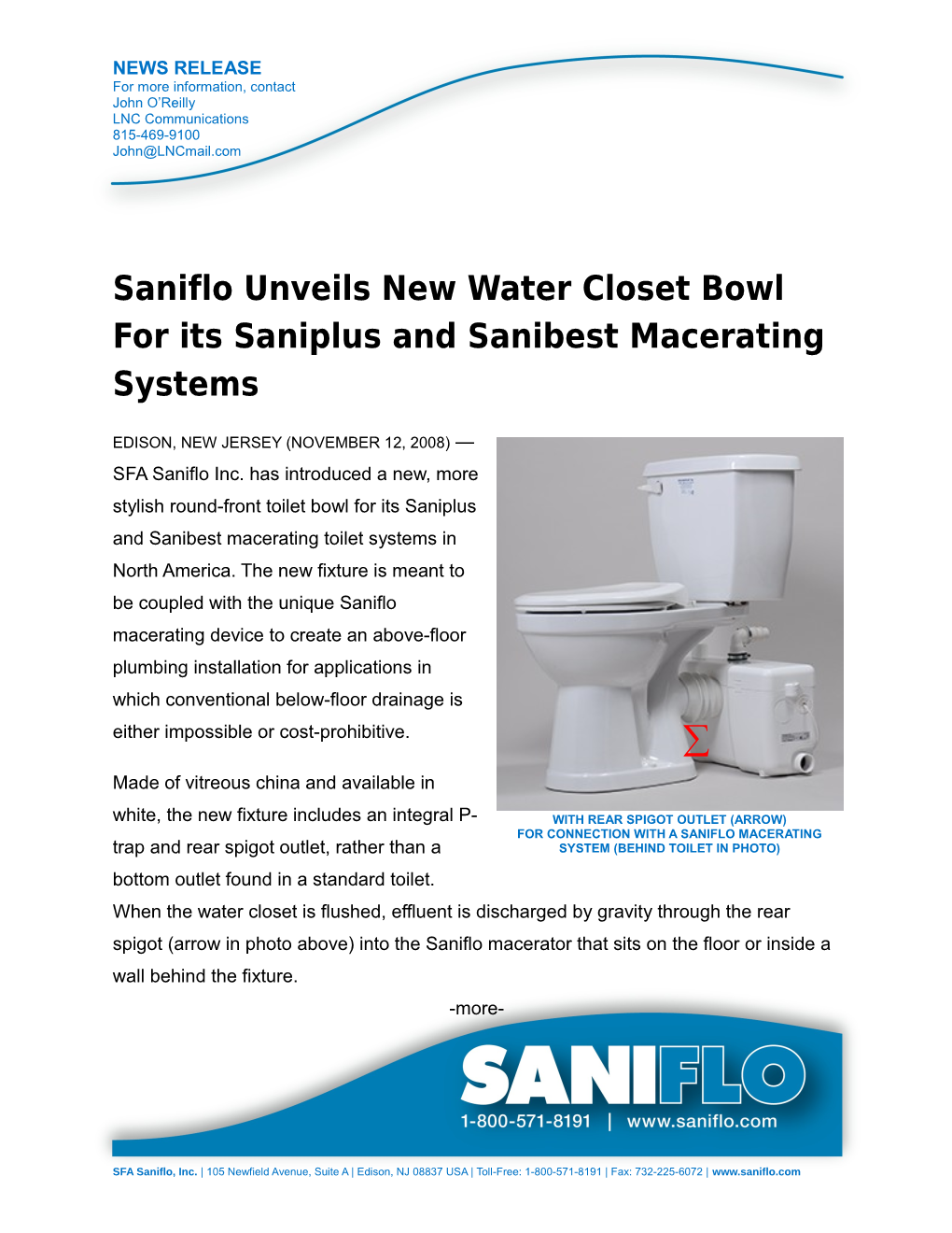 Sanistar Combines Space-Saving, Modern Design with Superb Water Savings, Using Only 1 s1