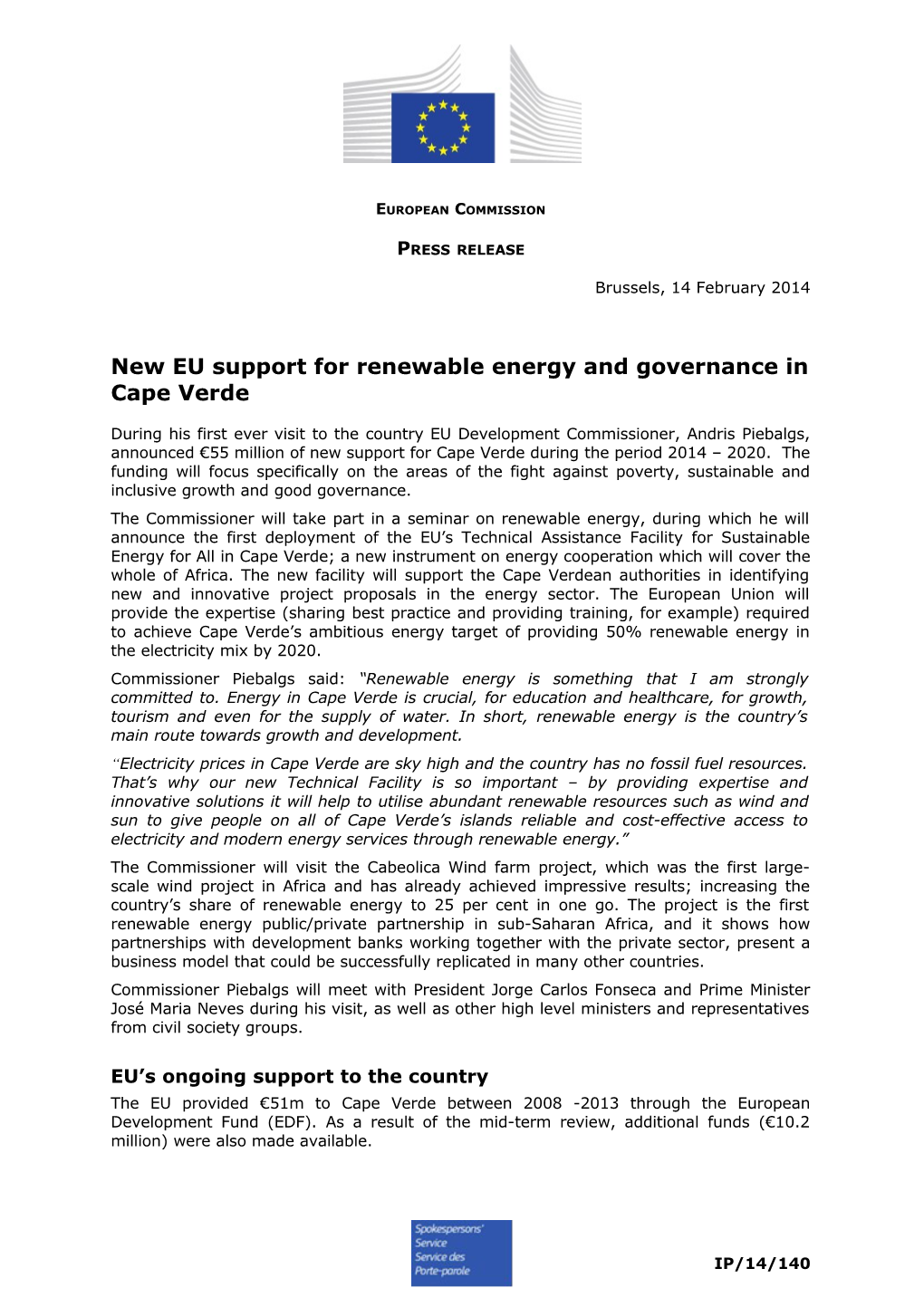 New EU Support for Renewable Energy and Governance in Cape Verde
