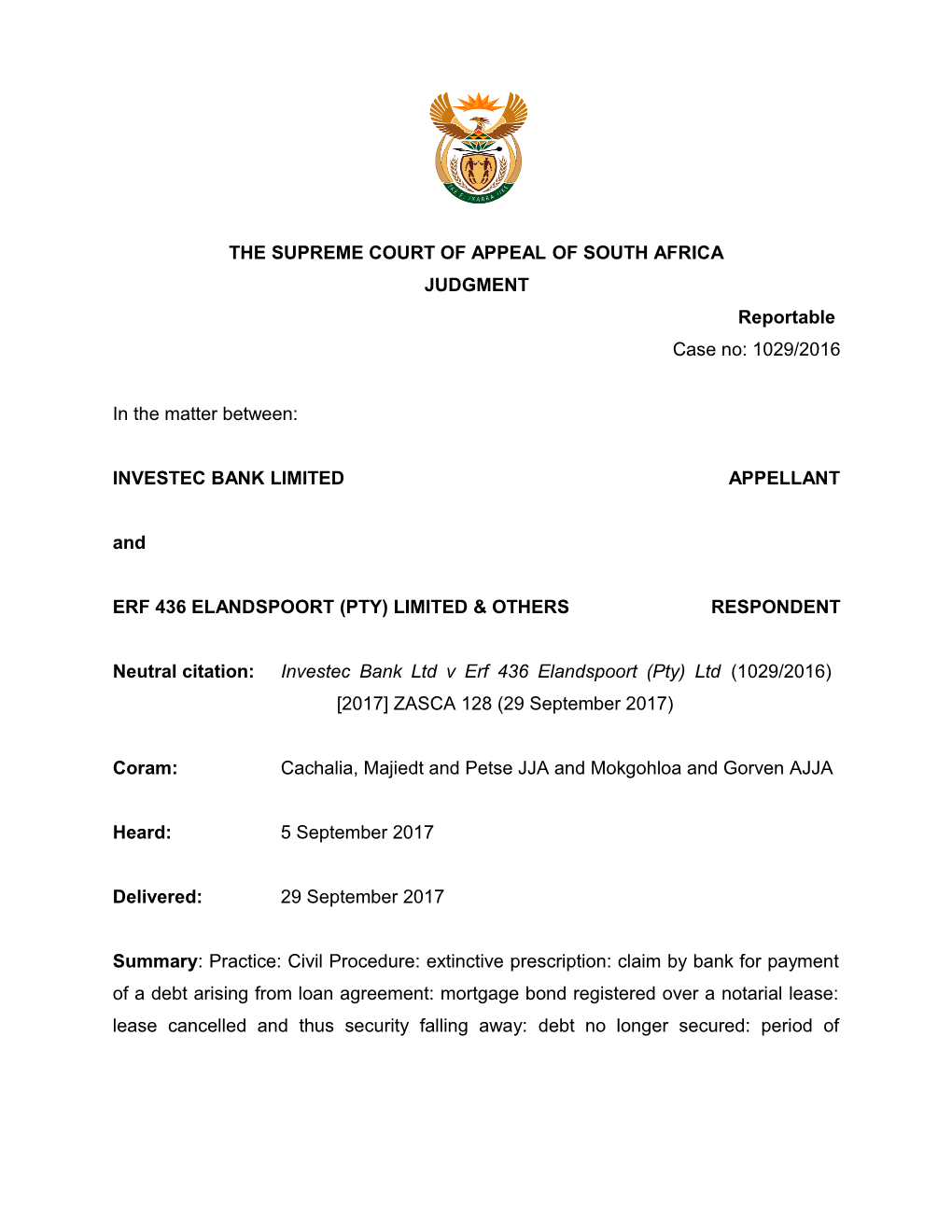 The Supreme Court of Appeal of South Africa s9