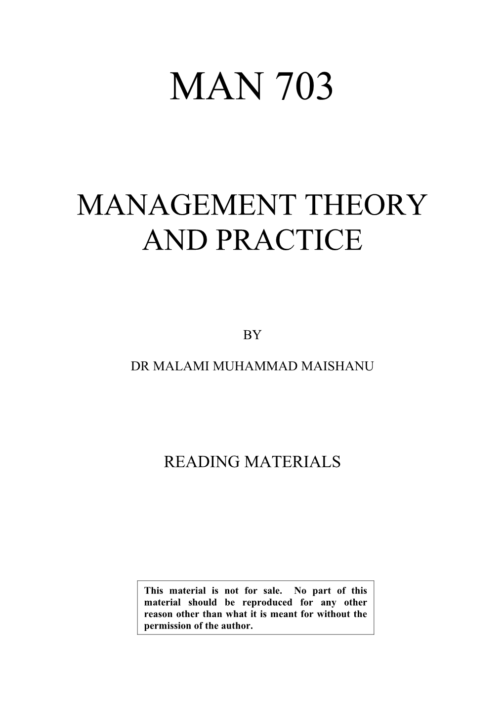 Theories of Management: History of Inform Throught