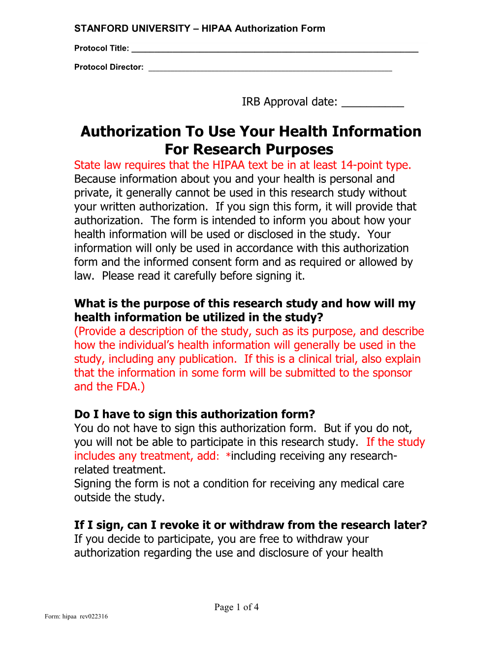 Separate SU HIPAA Auth