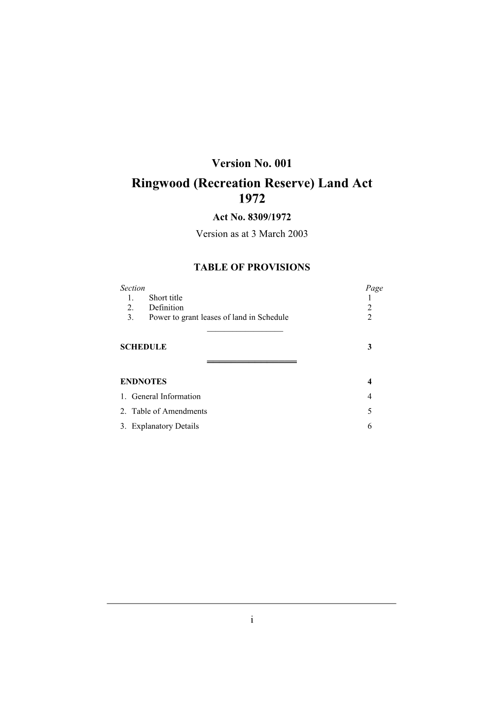 Ringwood (Recreation Reserve) Land Act 1972