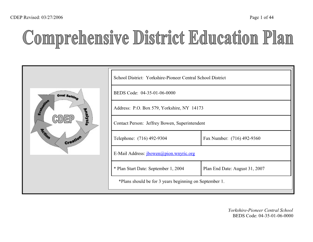 Comprehensive District Education Plan Committee