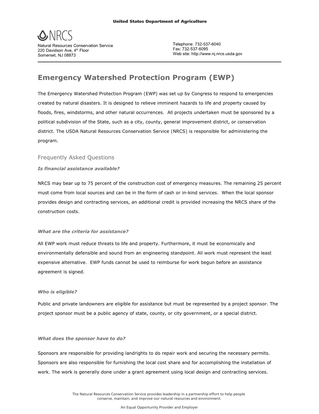 Emergency Watershed Protection Program (EWP)