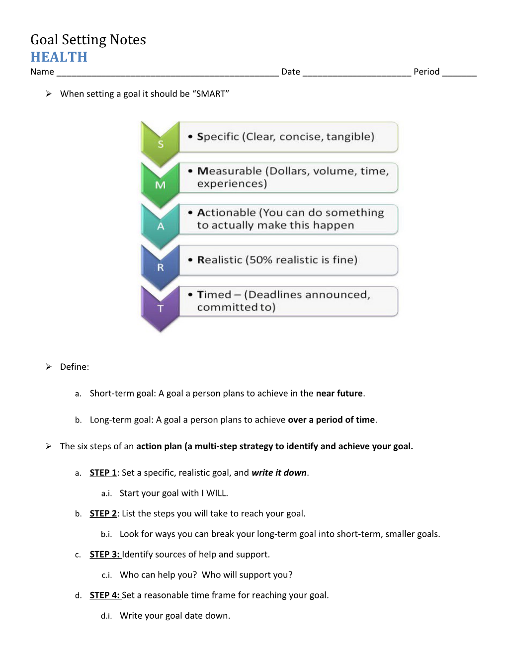 Goal Setting Notes