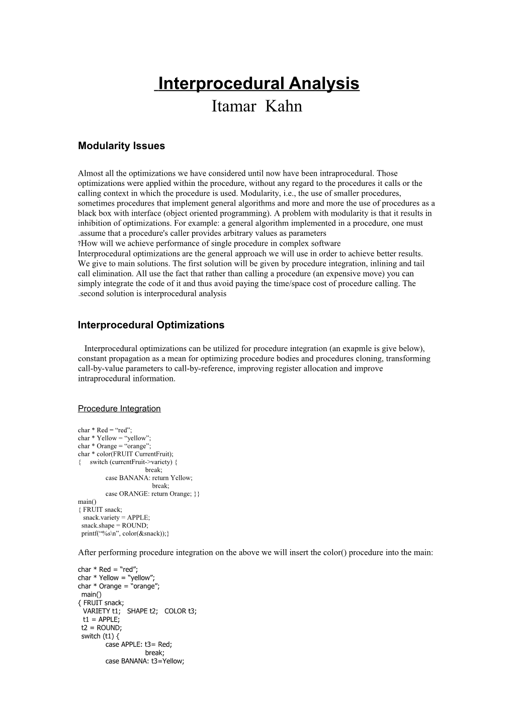 Interprocedural Analysis