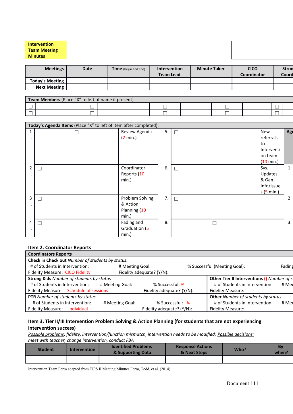 Item 2. Coordinator Reports