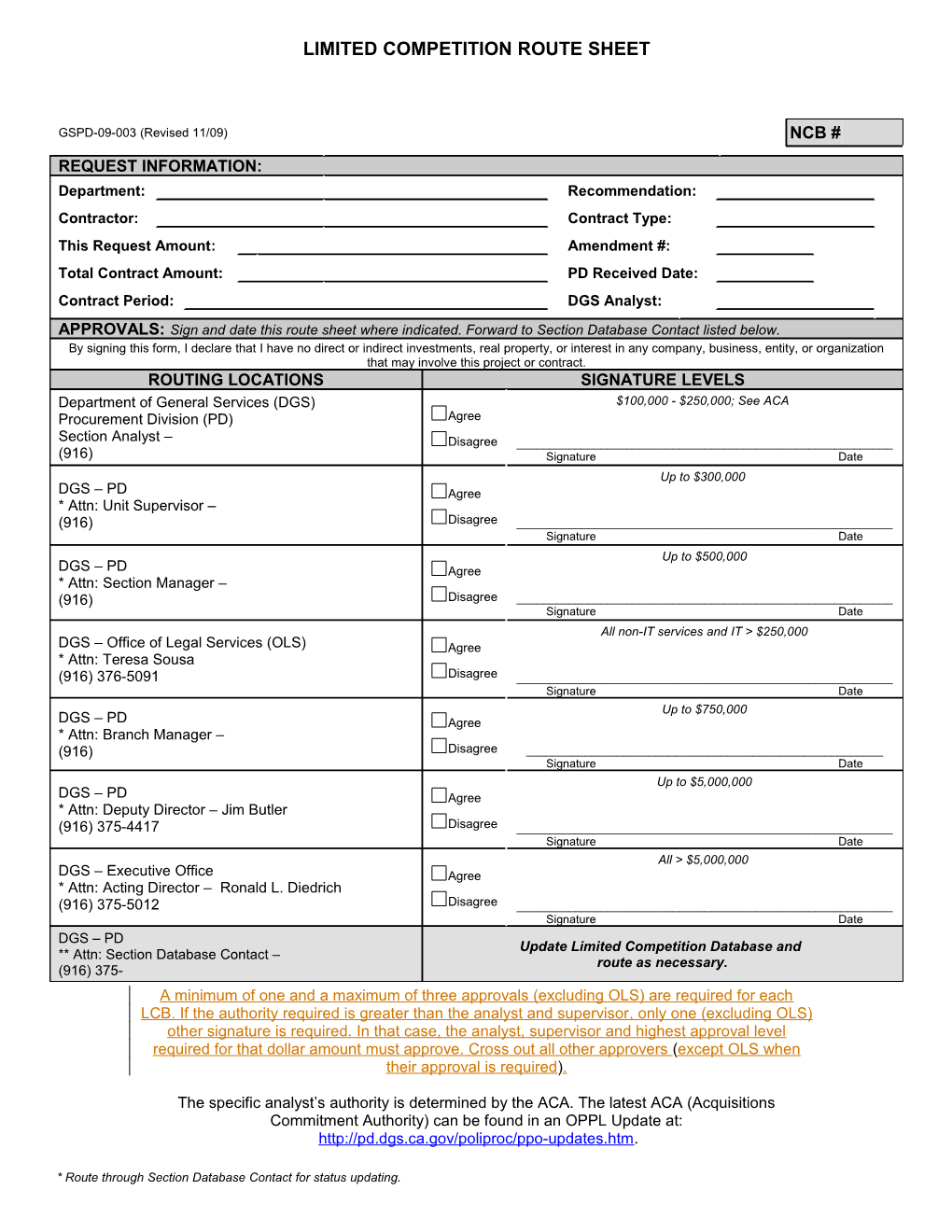 Approval Route Sheet