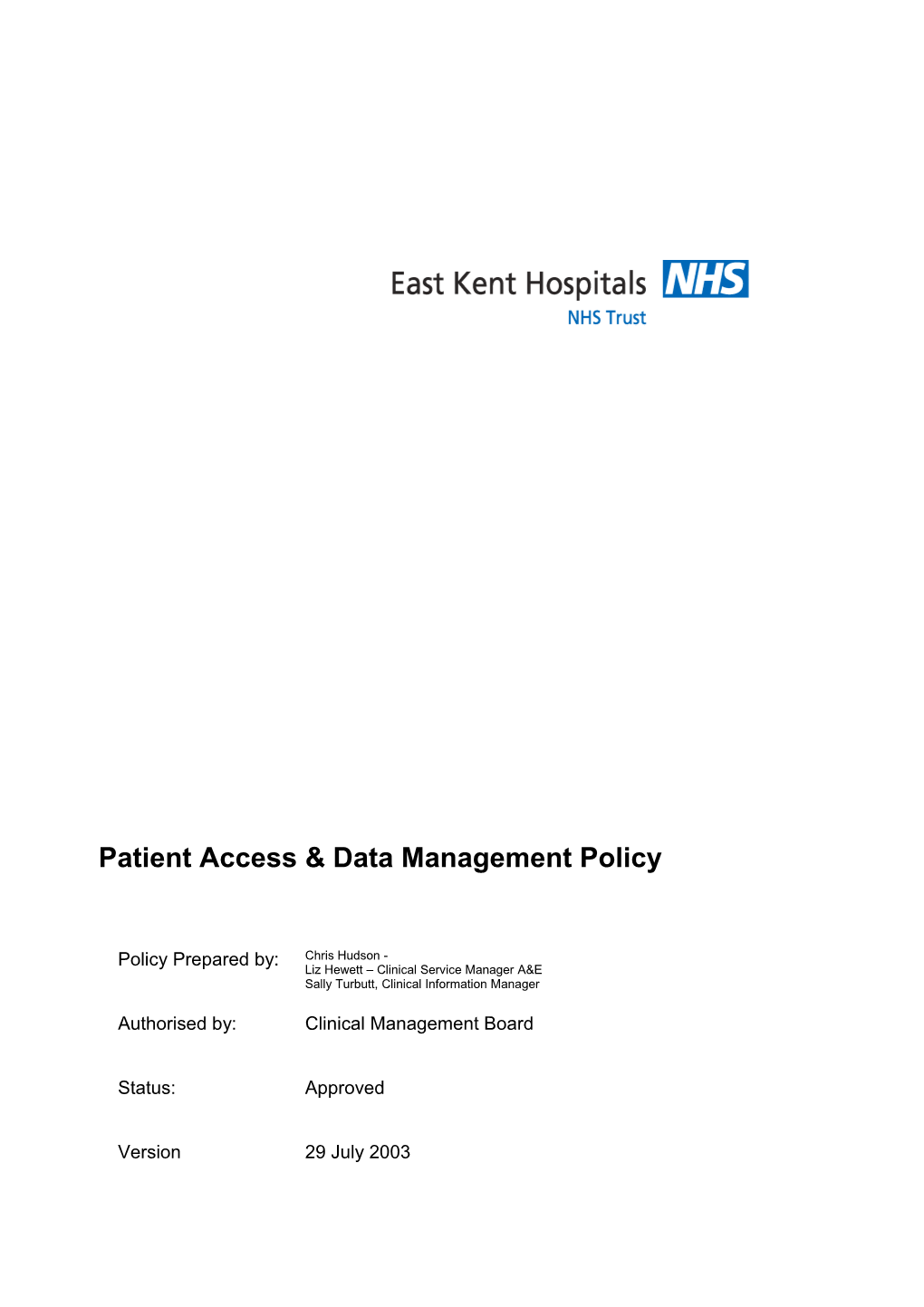 Patient Access & Data Management Policy