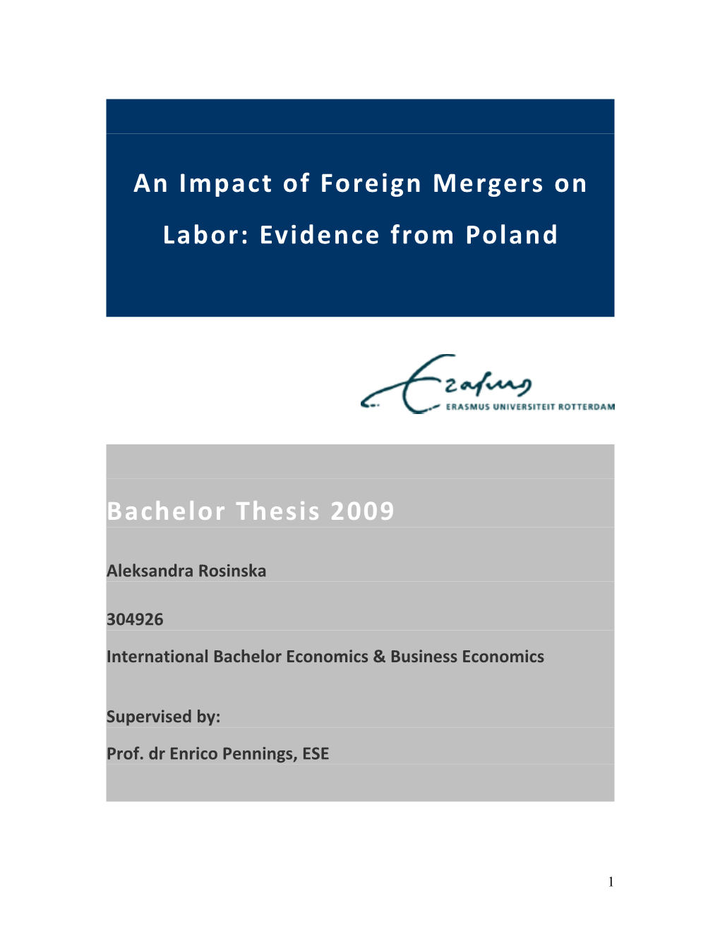 Impact of Foreign Mergers on Labor: Evidence from Poland