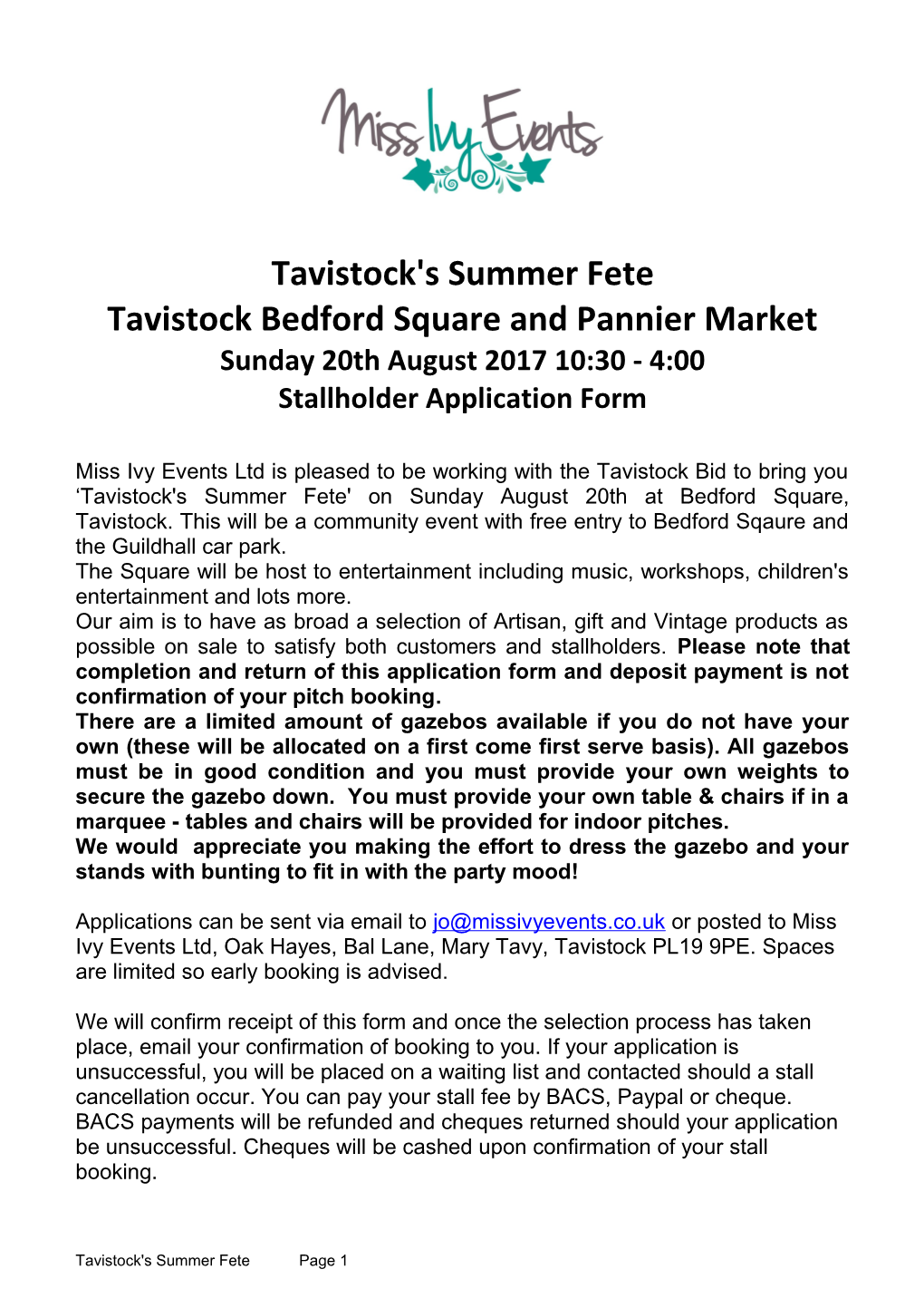 Tavistock's Summer Fete