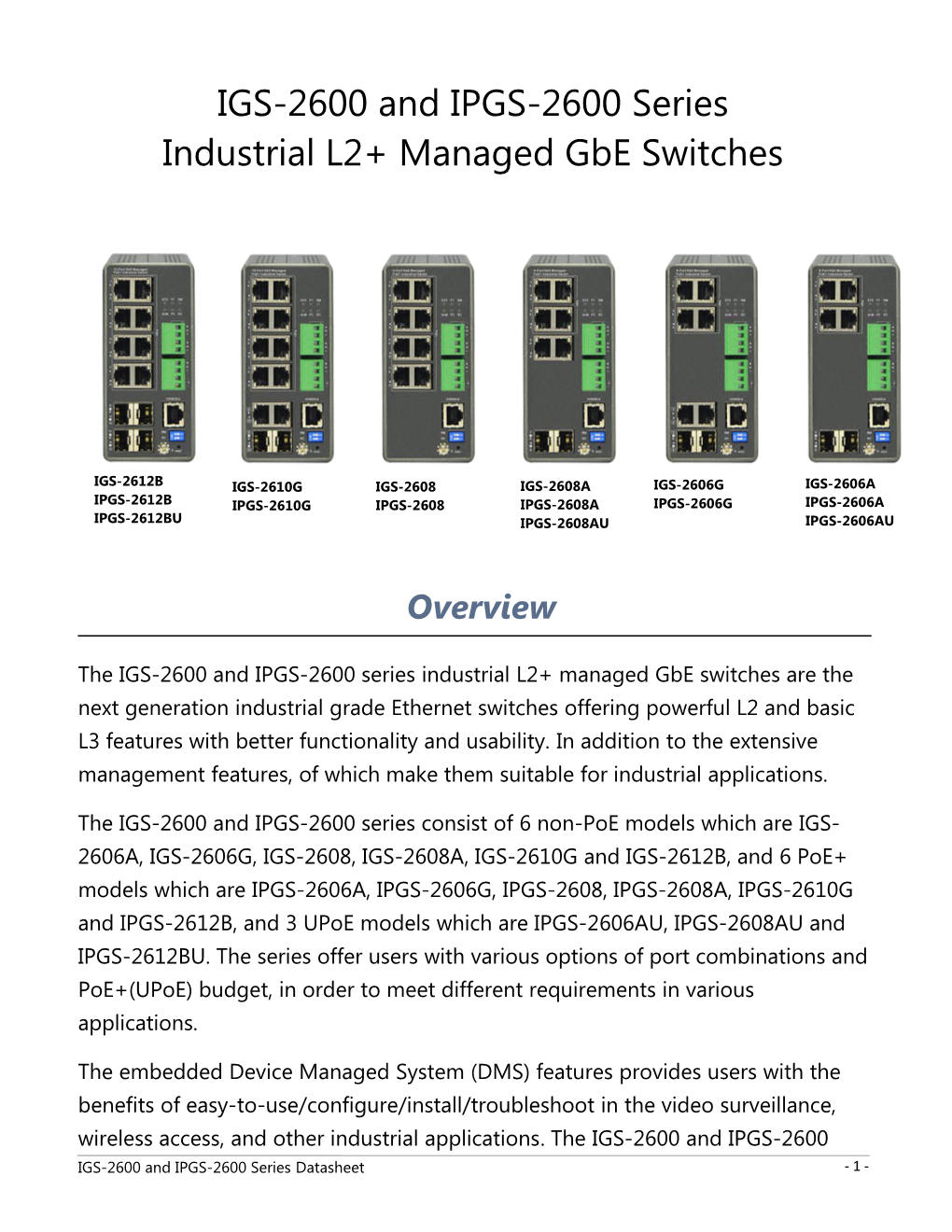 IGS-2600 and IPGS-2600 Series