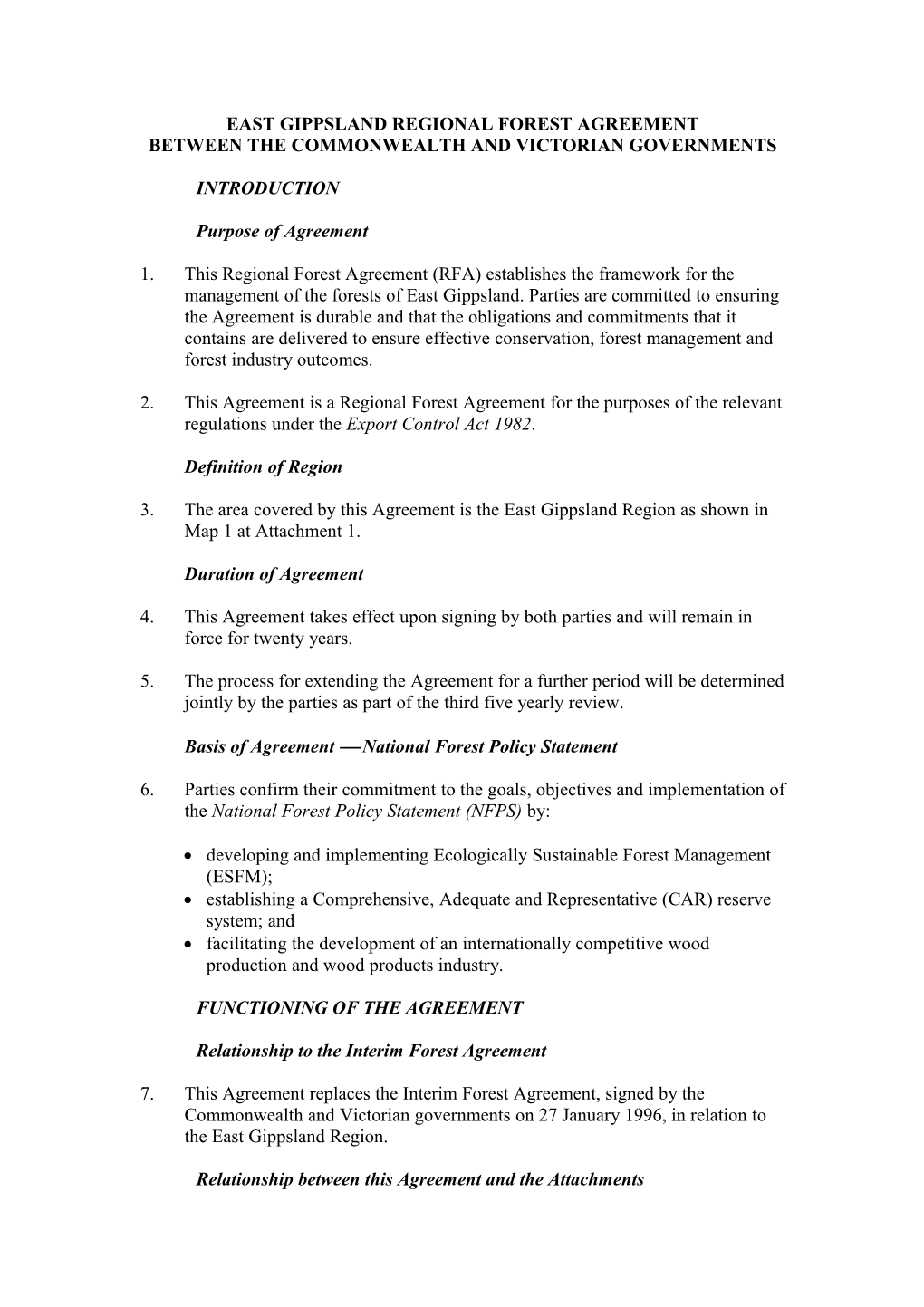 East Gippsland Regional Forest Agreement