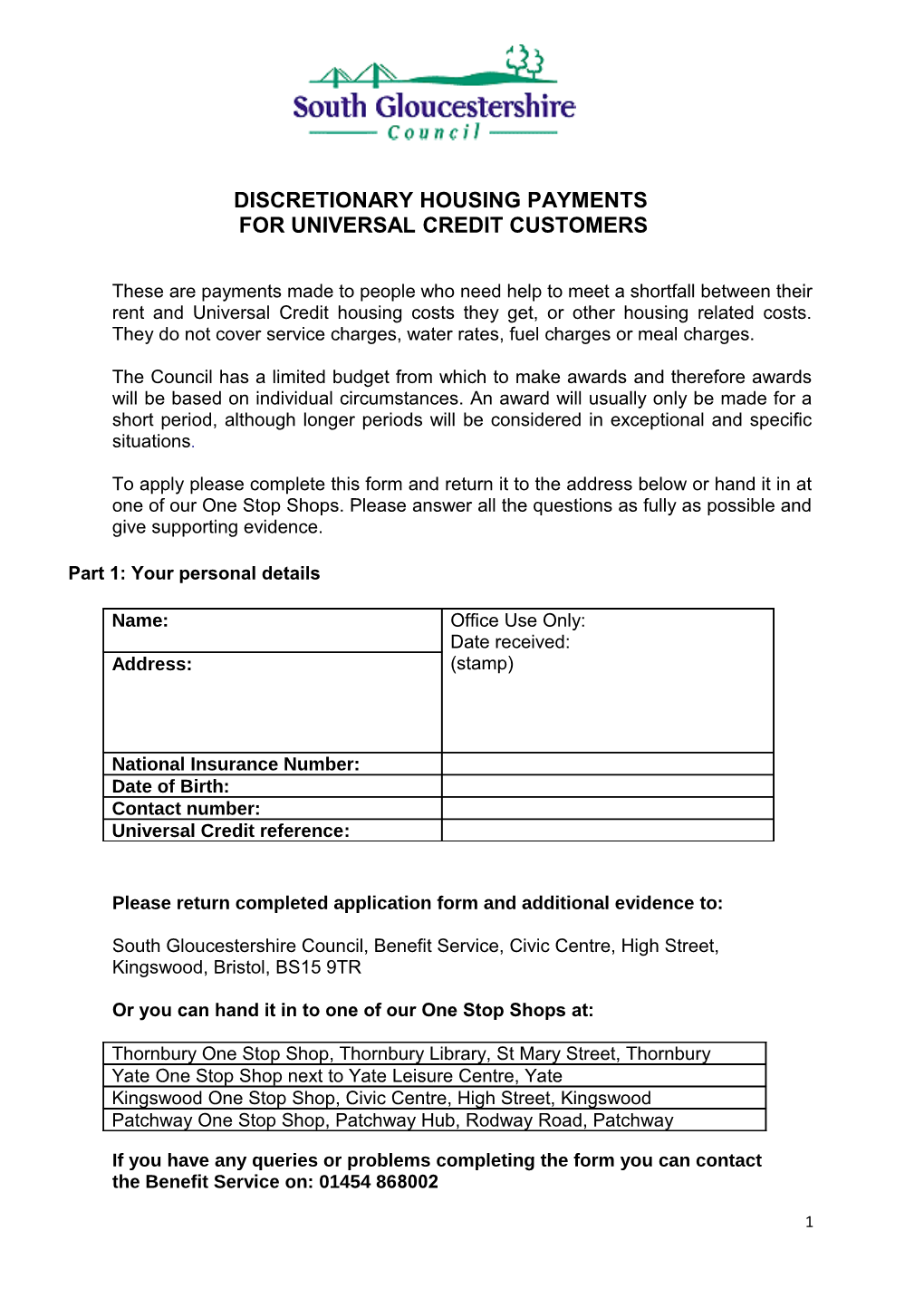 For Universal Credit Customers