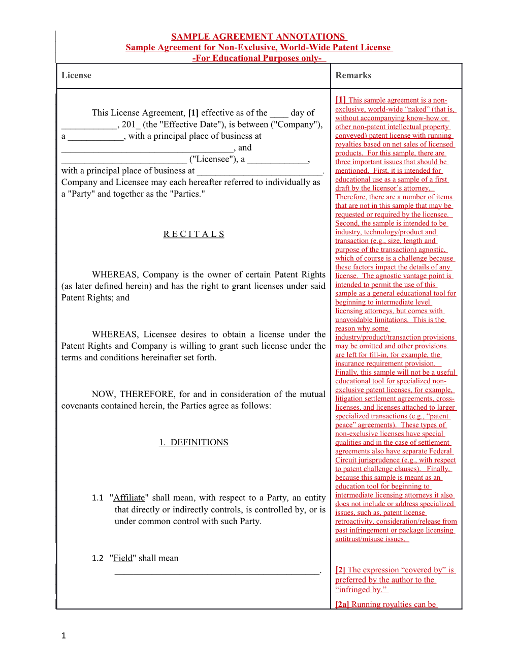 9. Non-Exclusive Patent License Agreement